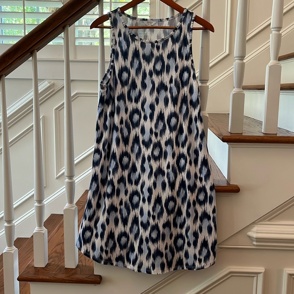 Blue leopard knit tank dress